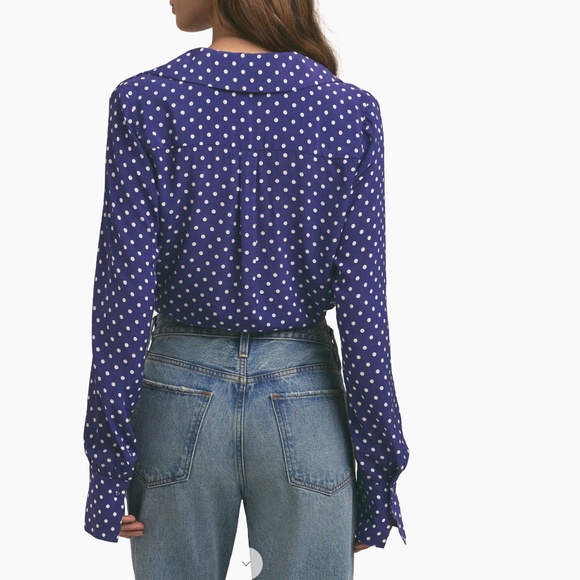 NWT $218 Favorite Daughter The Parker Polka Dot Long Sleeve Button-Up Shirt XS! - Picture 2 of 11